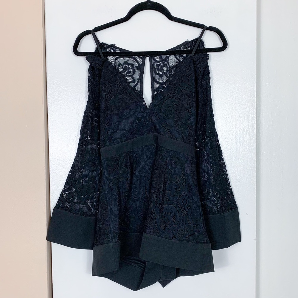 Willy Jay's Black Lace Long Sleeve Romper